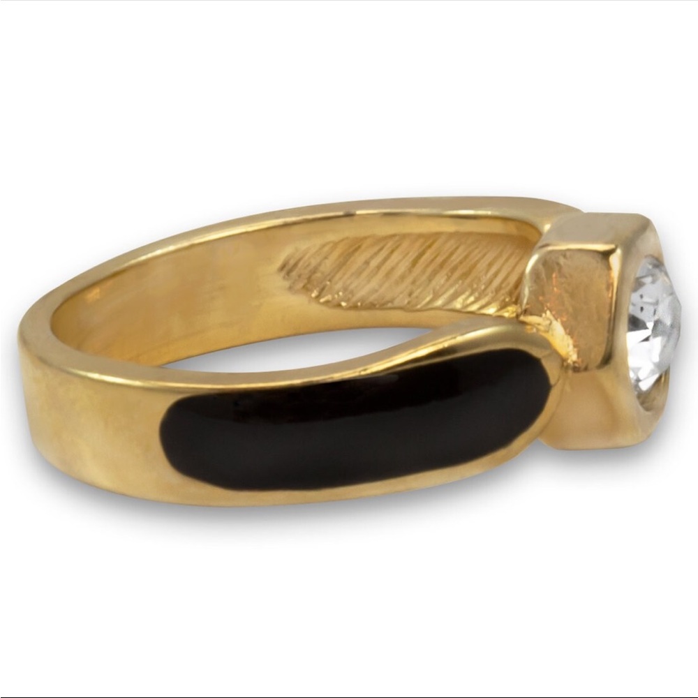 18k GP black enamel and Australian crystal. Size 9 - Picture 6 of 8